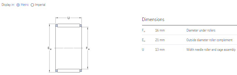 Needle roller cage assembly drawing