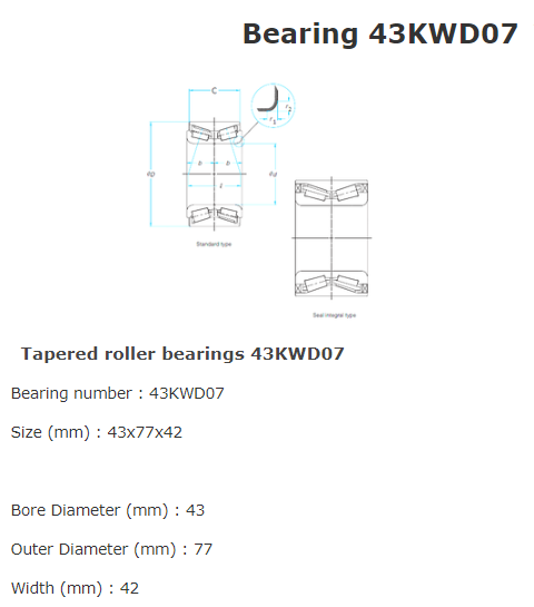 43KWD07 bearing datasheet