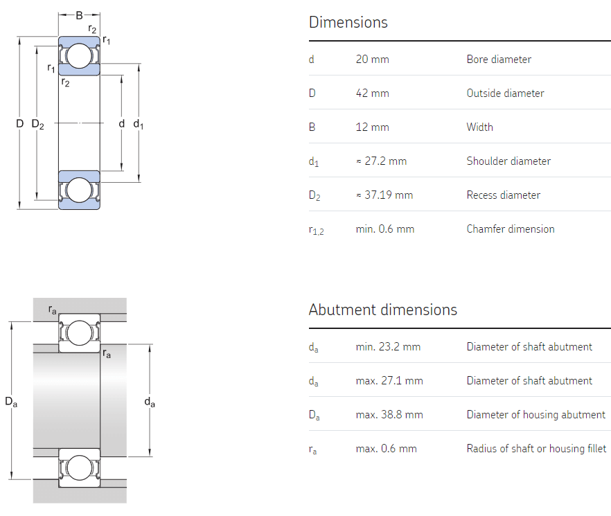 6004zz bearing drawing