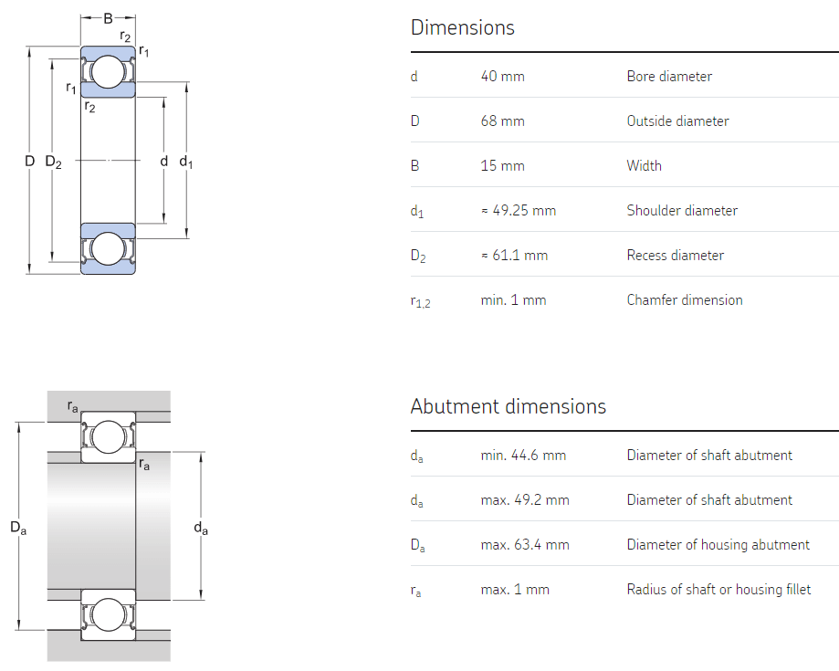 6008zz bearing drawing