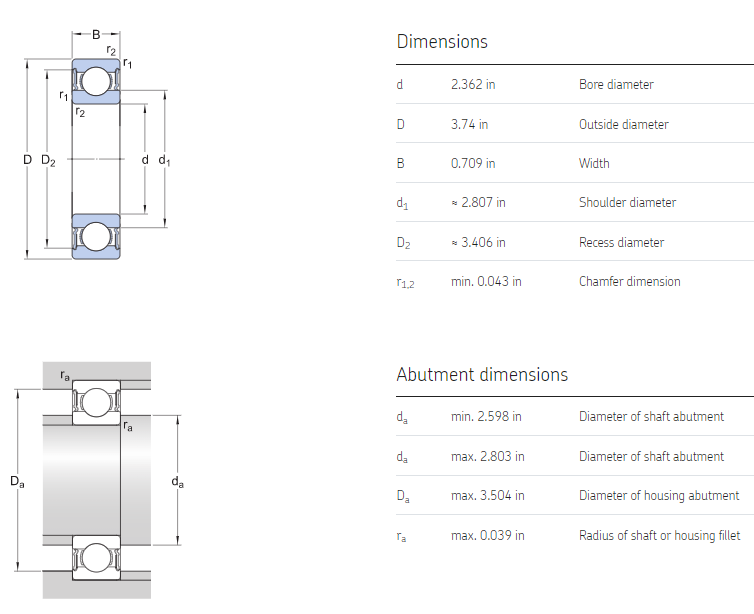 6012 bearing drawing