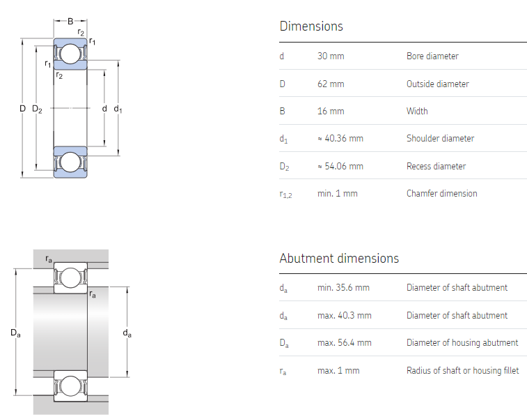 6206 2RS bearing drawing