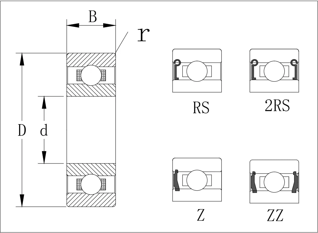 6705 2RS plastic ball bearing drawing