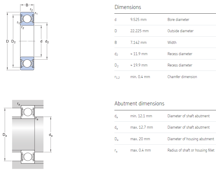 R6 2RS bearing drawing