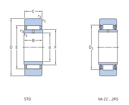 STO25 Yoke type track roller bearing drawing