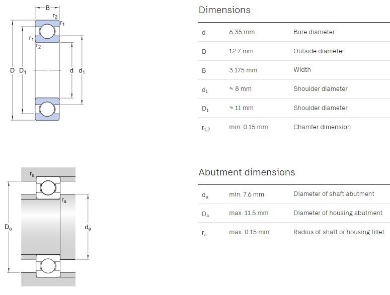 SR188 bearing drawing