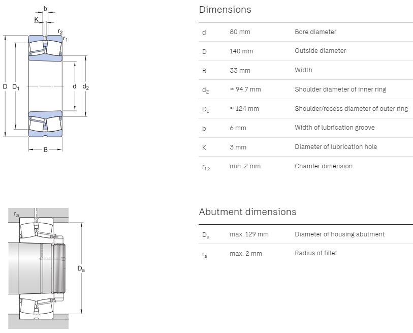 22216 bearing drawing