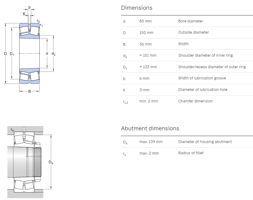 22217K bearing drawing